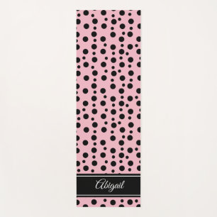 Tapis De Yoga Polka Noir Personnalisé Point Rose Zen Yoga Mat
