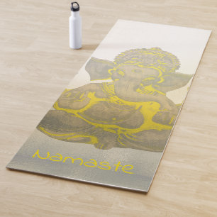 Tapis De Yoga Pop Art Ganesh Hindu Namaste Golden Elephants