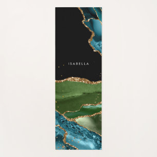 Tapis De Yoga Porte Aqua/Green avec Veines Parties scintillant O