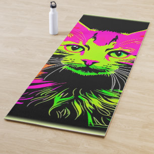 Tapis De Yoga Portrait de chat de Neon