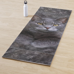 Tapis De Yoga Portrait de chat gris
