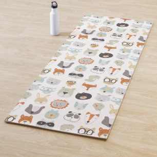 Tapis De Yoga Portraits animaux mignons amicaux des visages