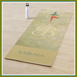 Tapis De Yoga Pose de l'arbre du nom du monogramme personnalisé