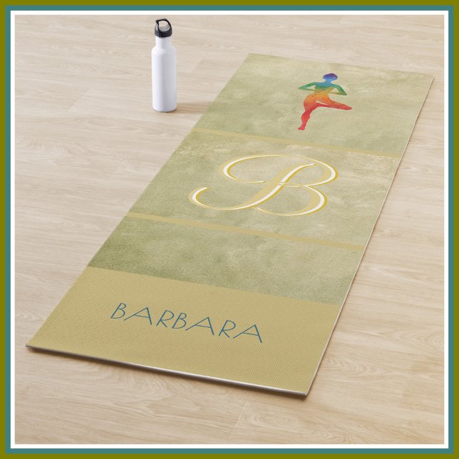 Tapis De Yoga Pose de l'arbre du nom du monogramme personnalisé  (Créateur téléchargé)