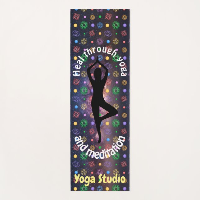 Tapis De Yoga Pose de yoga chakra à voie laiteuse sur mesure (Devant)