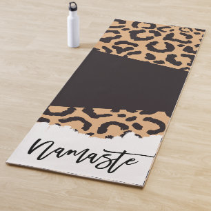 Tapis De Yoga Poster de animal Leopard d'or noir moderne