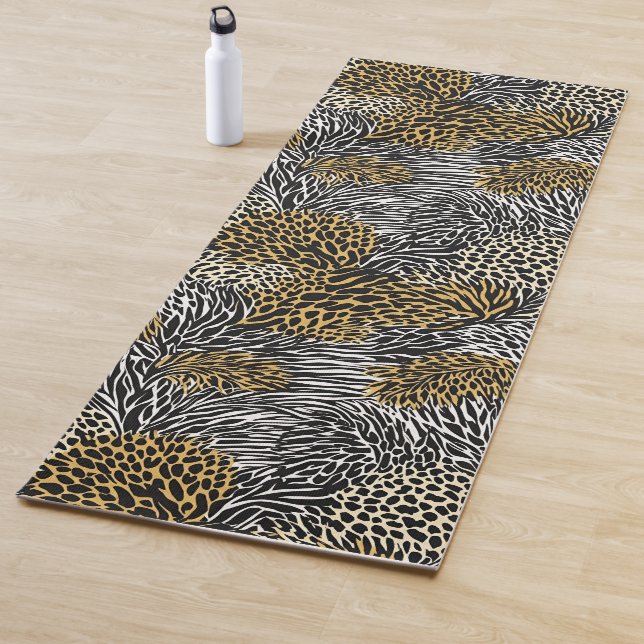 Tapis De Yoga Poster de animal mixte Zebra Leopard Tiger Impress (En situation)