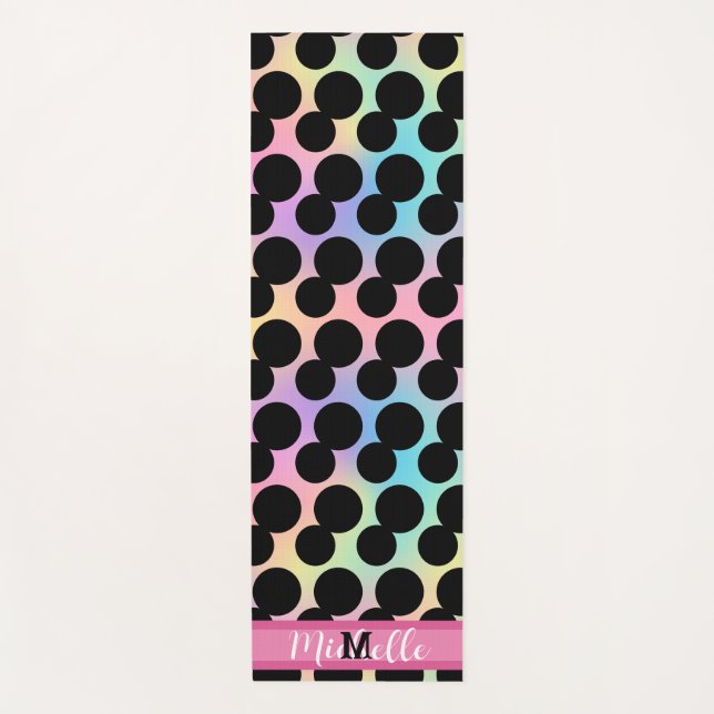 Tapis De Yoga Pot noir Gradient arc en ciel personnalisé Monogra (Devant)