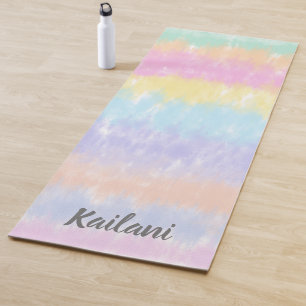 Tapis De Yoga Pretty Pastel Rainbow Tie Dye Stripes Nom