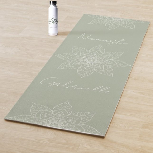 Tapis De Yoga Pretty Sage Green Elegant Mandala Namaste Personne (Créateur téléchargé)