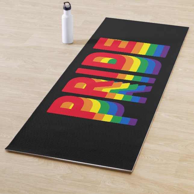Tapis De Yoga Pride lgbt lgbtq queer gay rainbow retro black (En situation)
