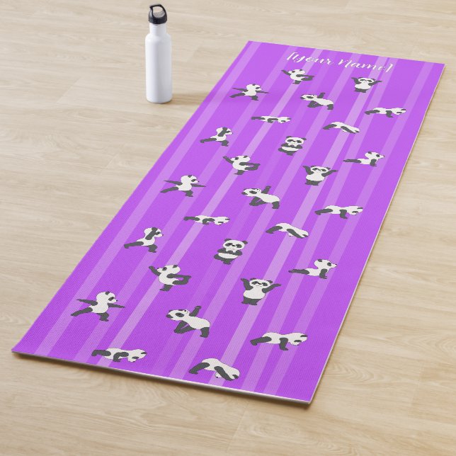 Tapis De Yoga Purple Panda Yoga Mat Custom Name Same Both Sides (En situation)