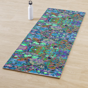 Tapis De Yoga Purple psychédélique et fleurs de jardin vert citr