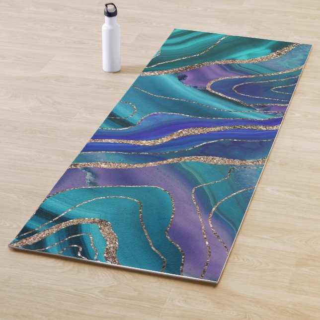 Tapis De Yoga Purple Turquoise Galaxy Nebula Agate No. 1 Parties (En situation)