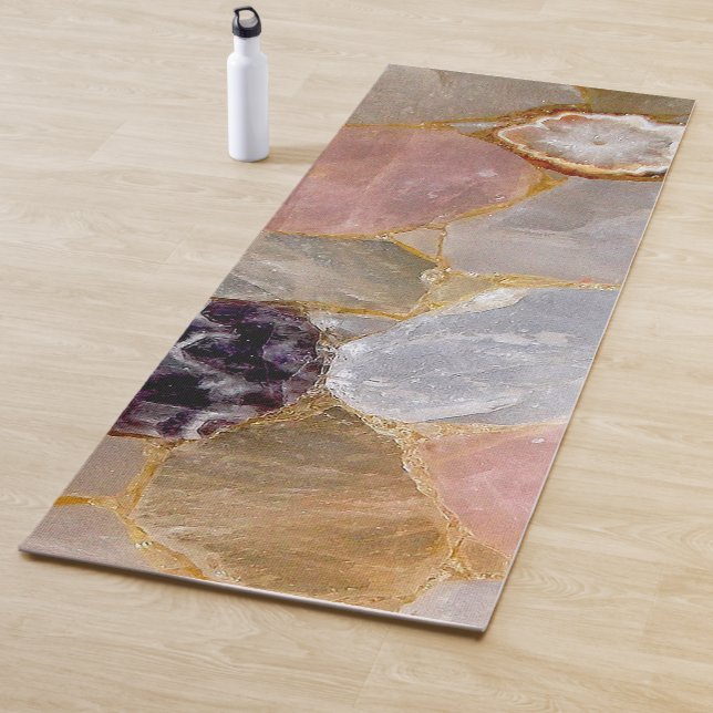 Tapis De Yoga Quartz rose et cristal, Mat de Yoga d'Améthyste Vi (En situation)