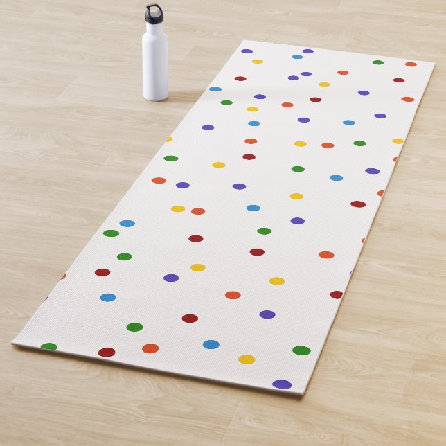 Tapis De Yoga Rainbow Confetti Polka Dot double face (En situation)