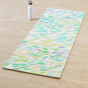Tapis De Yoga Rainbow Feather Feuille Motif aquarelle