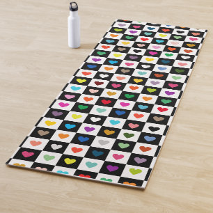 Tapis De Yoga Rainbow Heart Grid Motif