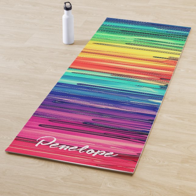 Tapis De Yoga Rainbow Script Writing Custom Name (En situation)