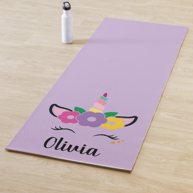 Tapis De Yoga Rainbow Unicorn Lavande Personnalisé Yoga Mat (En situation)