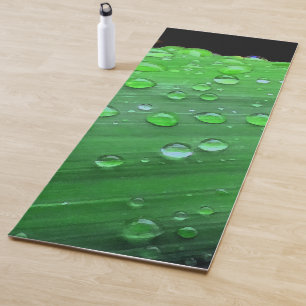 Tapis De Yoga Raindrops Closeup, Spacey Green