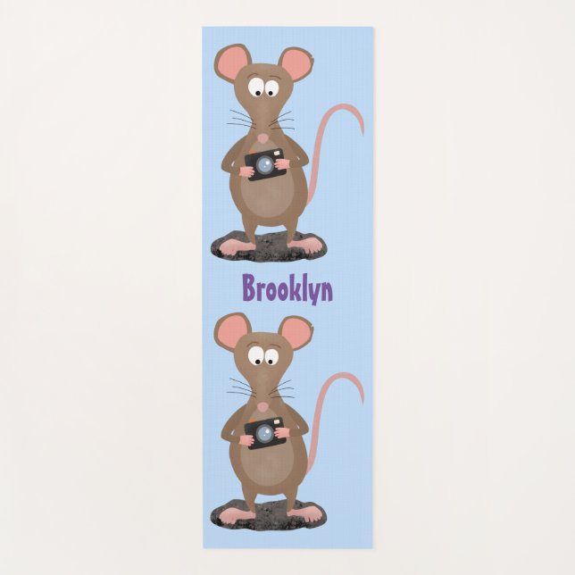 Tapis De Yoga Rat drôle avec dessin animé de la caméra (Devant)