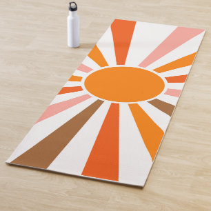 Tapis De Yoga Rayons Soleil Rétro Coucher Soleil Orange Jaune Ro