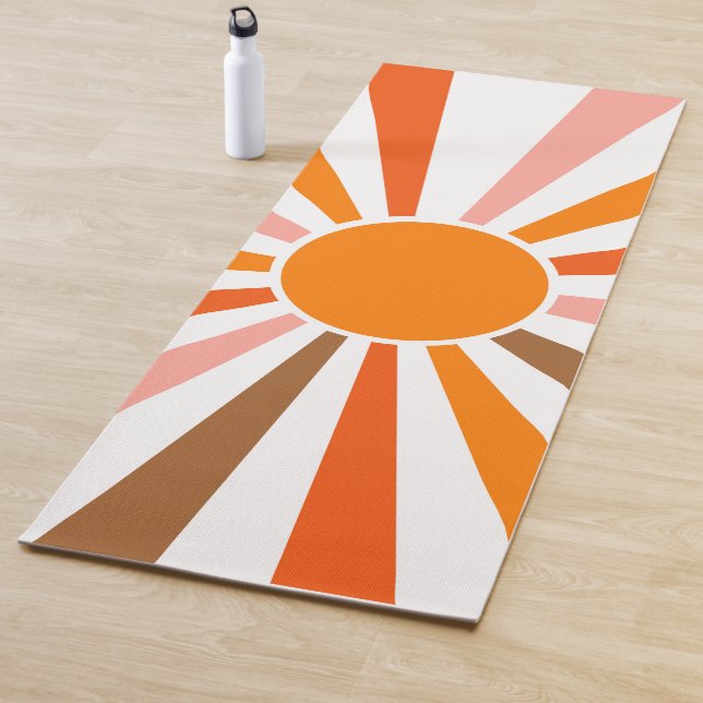Tapis De Yoga Rayons Soleil Rétro Coucher Soleil Orange Jaune Ro (En situation)