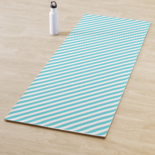 Tapis De Yoga Rayures diagonales classiques bleues et blanches
