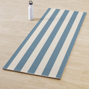 Tapis De Yoga Rayures verticales bleues et crème