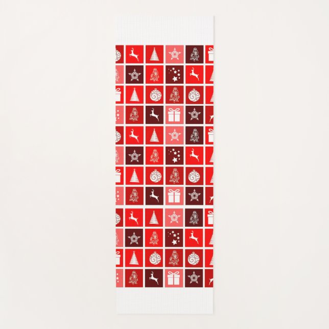 Tapis De Yoga Red Christmas Holiday Cute Tree Reinder (Devant)