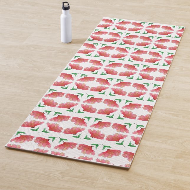 Tapis De Yoga Red Floral  (En situation)