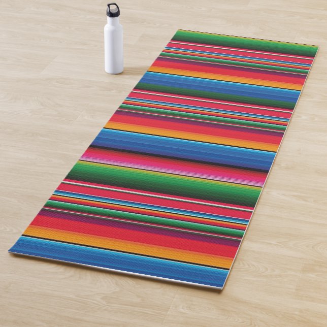 Tapis De Yoga Red Serape Saltillo traditional mexican blanket (En situation)