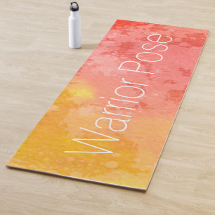 Tapis De Yoga Red Warrior Pose Mountain Pose Aquarelle Abstraite