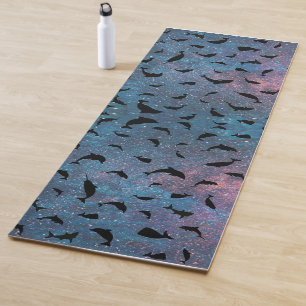 Tapis De Yoga requin de l'ombre baleine sur galaxie en pente