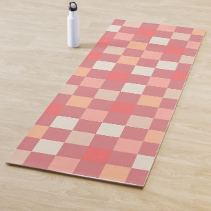 Tapis De Yoga Retro À damiers Danois Pastel Rose Blush vérifié