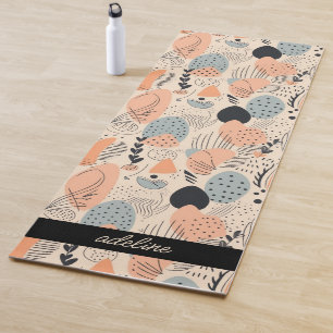 Tapis De Yoga Retro Boho Peach Bleu Formes Abstraites Personnali