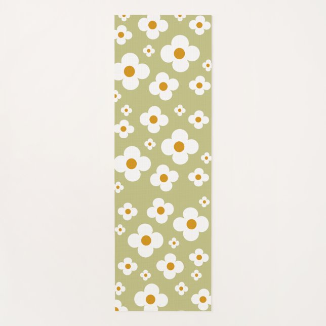 Tapis De Yoga Retro Daisy Yoga Mat Custom (Devant)