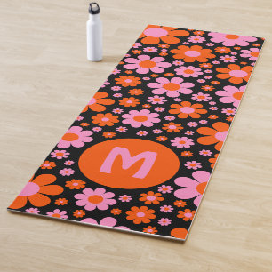 Tapis De Yoga Retro Floral Personnalisé
