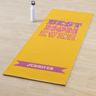 Tapis De Yoga Rétro Funky Coloré Meilleure Maman Jamais Nom Pers