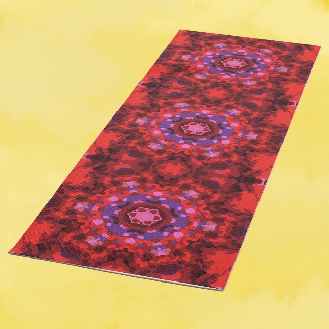 Tapis De Yoga Rétro Mandala rouge et violet (Créateur téléchargé)