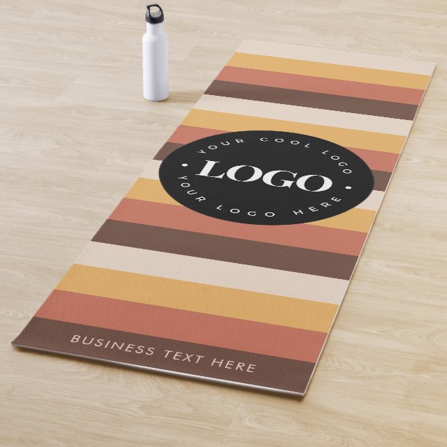 Tapis De Yoga Retro Stripes & Custom Business Logo Texte 60s les (En situation)
