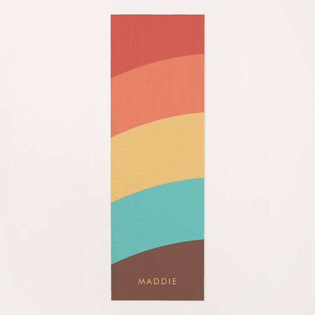 Tapis De Yoga Retro Stripes Custom Name (Devant)