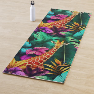 Tapis De Yoga Rêves de girafe de jungle motif de surface transpa