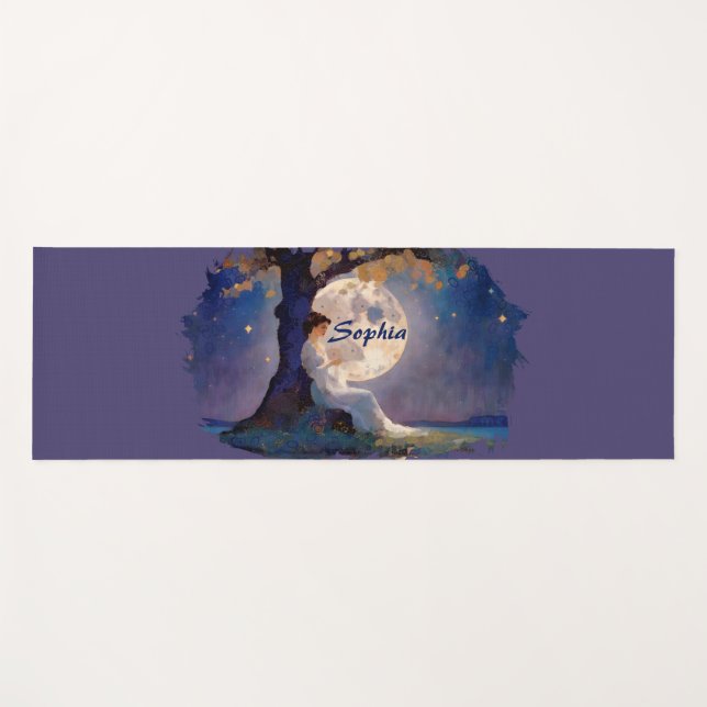 Tapis De Yoga Rêveur au Clair de Lune - Ciel Nocturne Serein (Devant (Horizontal))