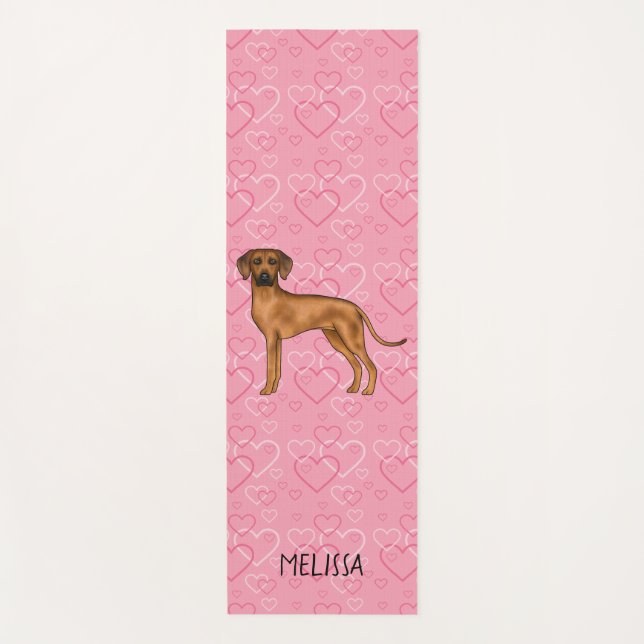 Tapis De Yoga Rhodesian Ridgeback Chien Love Coeur Motif rose (Devant)
