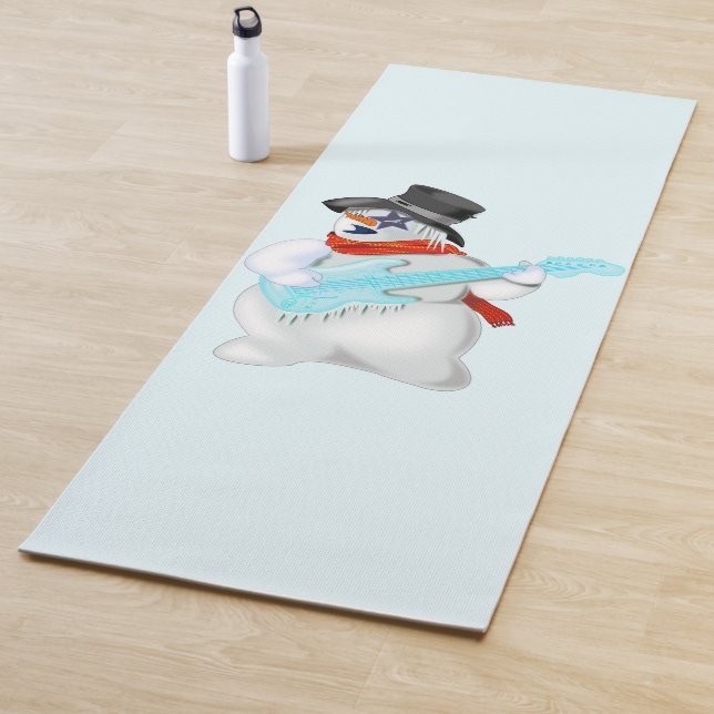 Tapis De Yoga Rock Music Snowman avec Guitare Funny Yoga Mat (En situation)