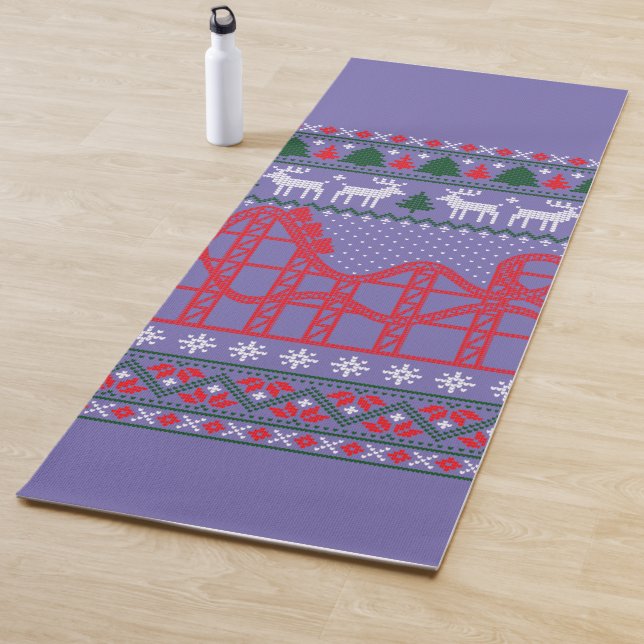 Tapis De Yoga Roller Coaster Scene Ugly Christmas Sweater (En situation)