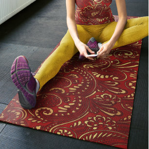Tapis De Yoga Romantique Rouge Bold Damask Paisley Bold Floral