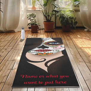 Tapis De Yoga Rosa Sugar Skull Portrait